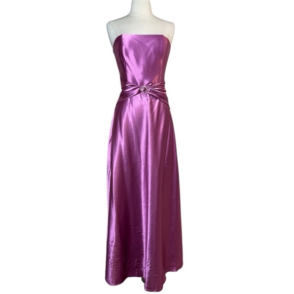 VTG Jessica McClintock Gunne Sax Prom Dress Rhinestone Satin Formal Pink 7/8 - Picture 1 of 13